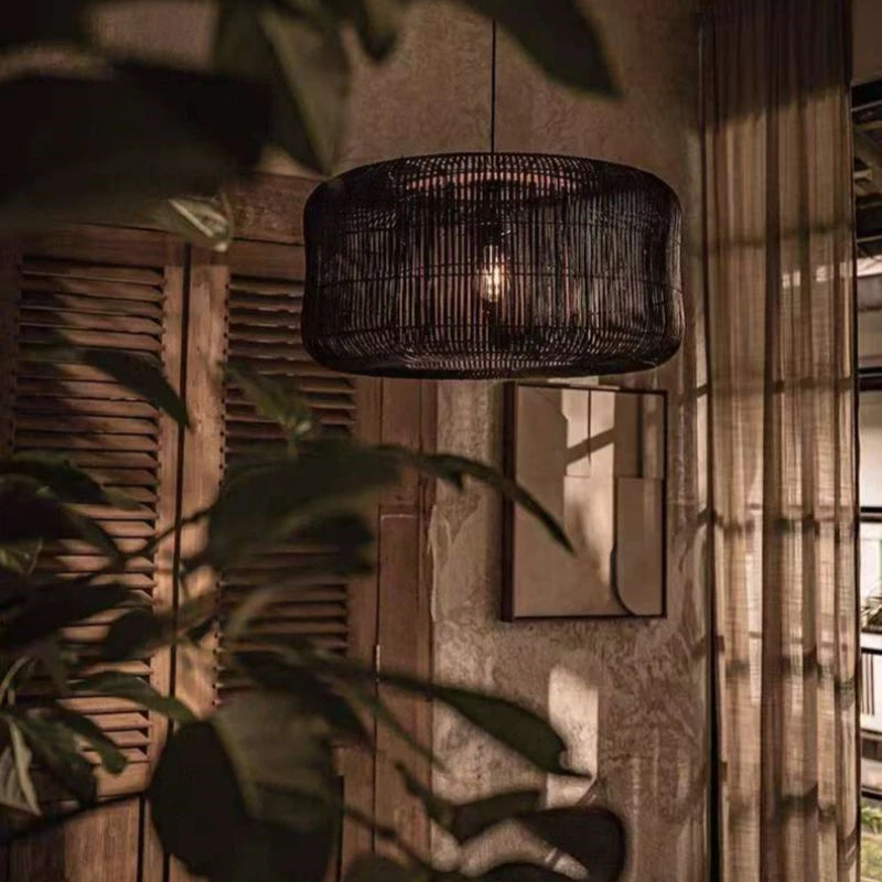 Modern Woven Rattan LED Chandelier