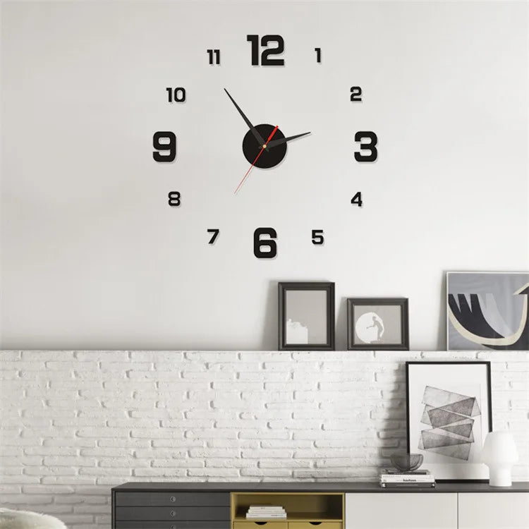3D Frameless DIY Wall Clock Stickers