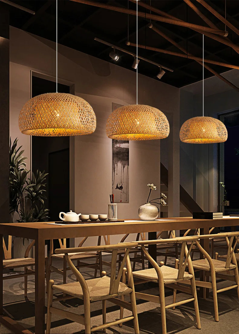 Bamboo Lantern Rattan Pendant (30cm)