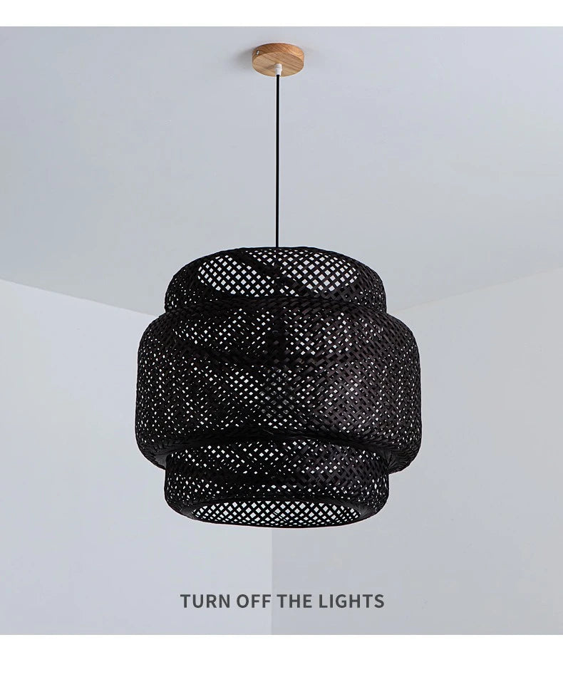 Hand-Woven Bamboo Lantern Pendant
