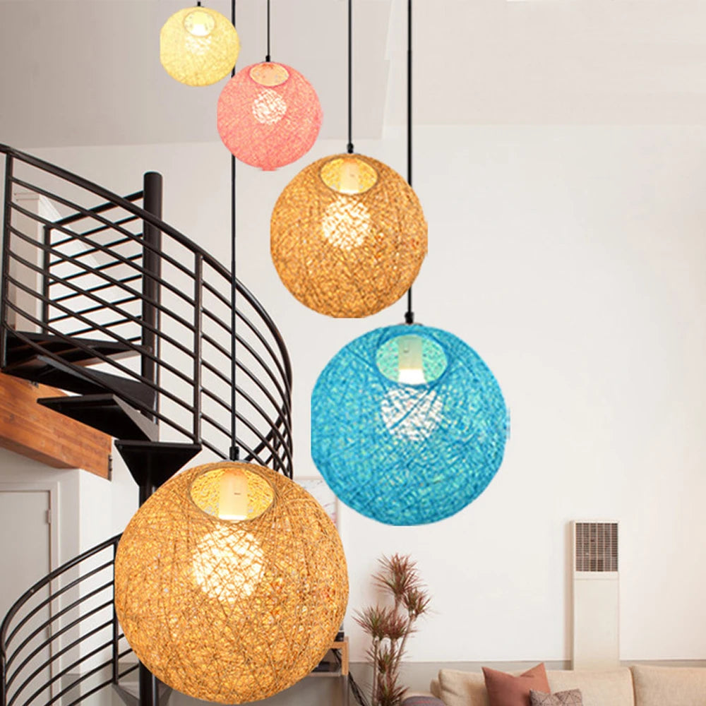 Nordic Hand-Woven Rattan Pendant