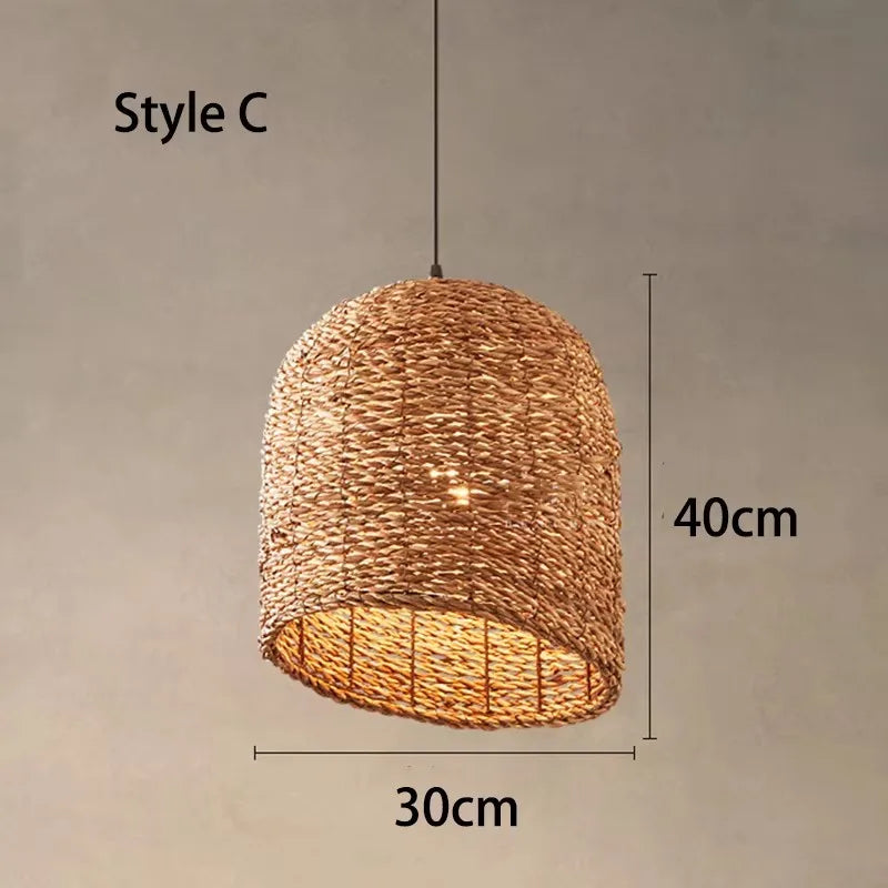 Retro Woven Rattan Wicker Chandelier