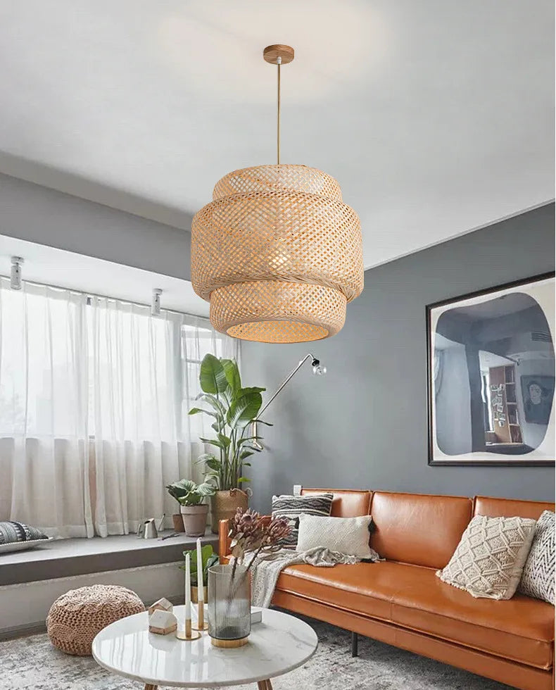 Hand-Woven Bamboo Lantern Pendant