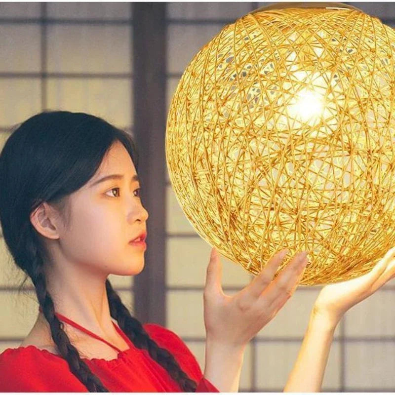 Nordic Rattan Ball Pendant Lamp