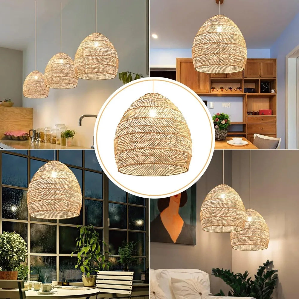 Woven Cane Rattan Pendant Light
