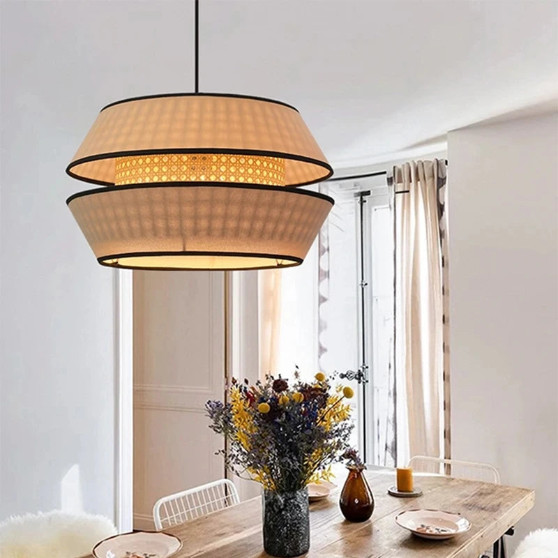 Retro Hand-Woven Rattan Chandelier