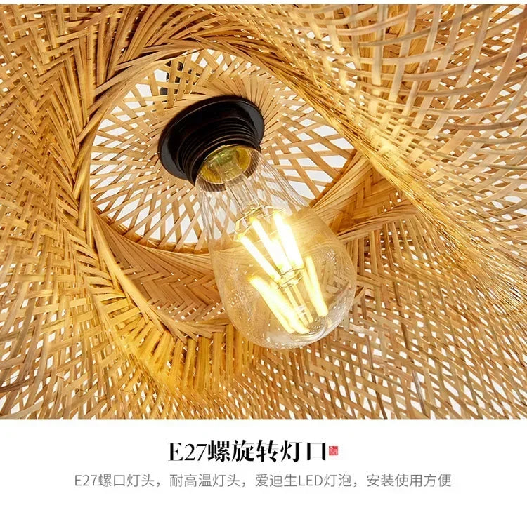 Modern Bamboo Rattan Chandelier (40-80cm)