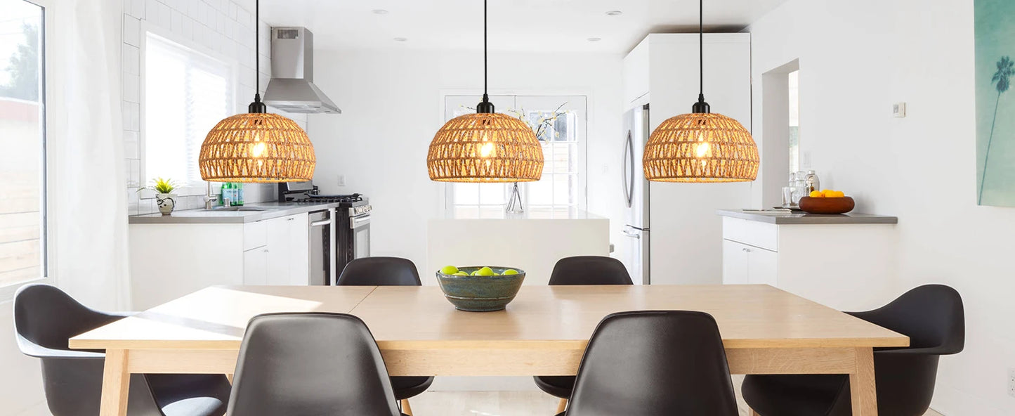 Boho Woven Rattan Pendant Chandelier