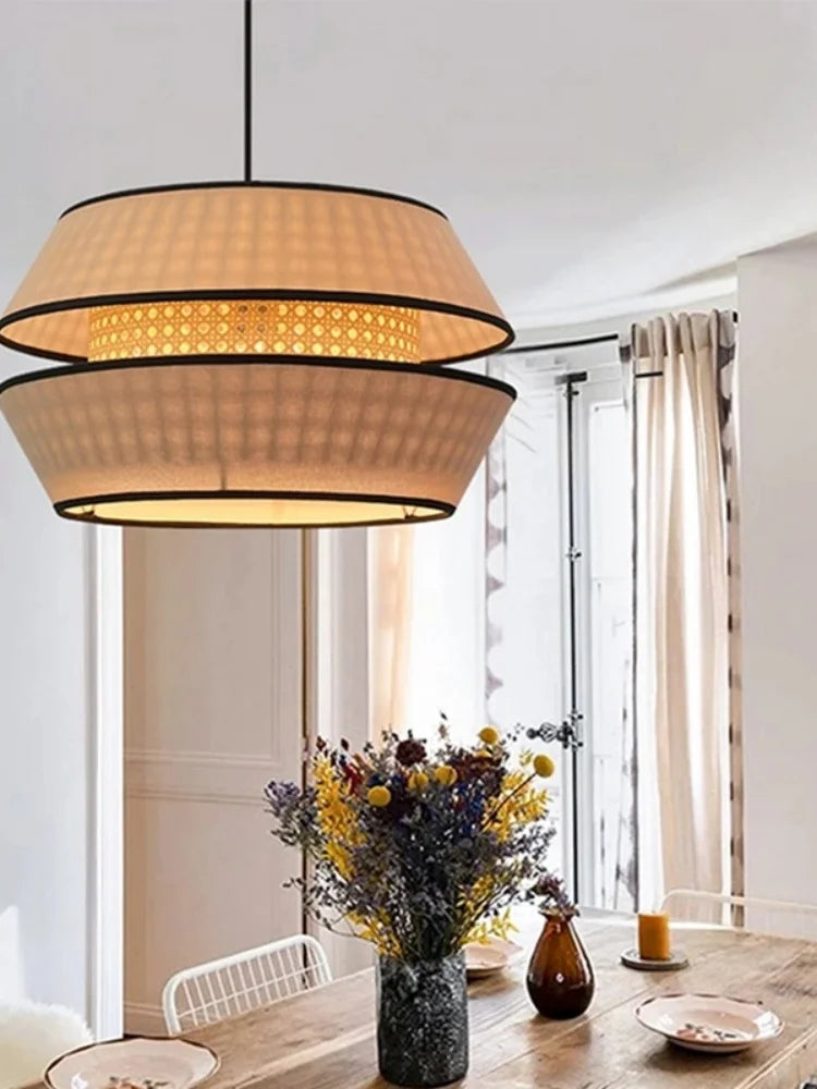 Retro Hand-Woven Rattan Chandelier