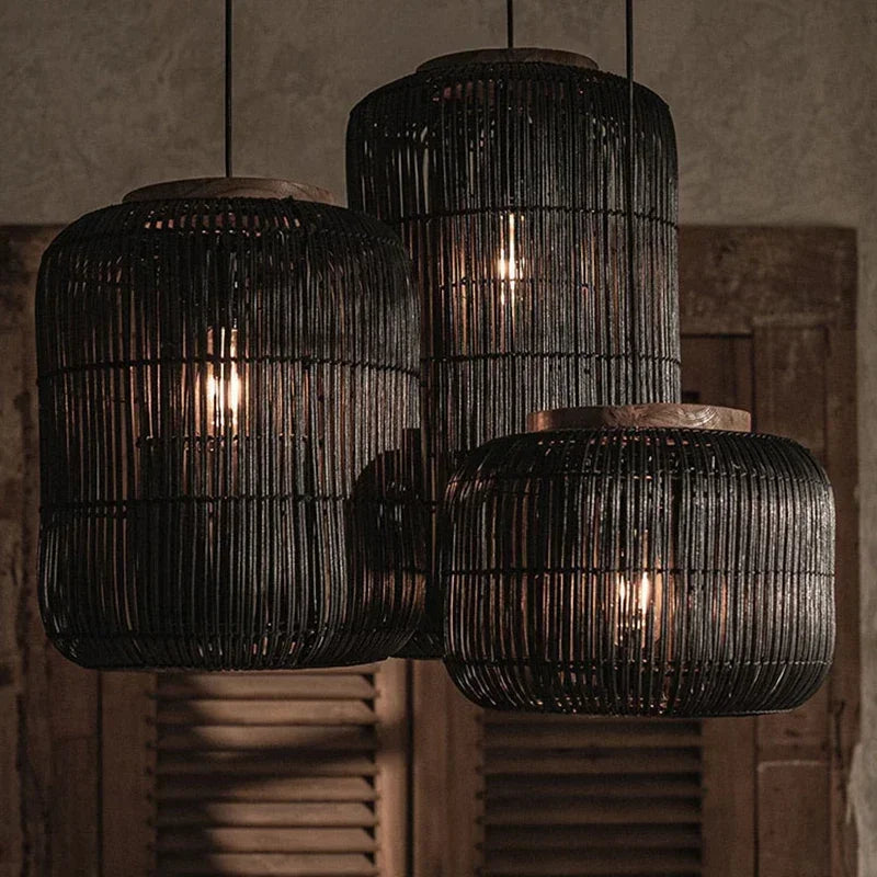 Japanese Wabi-Sabi Rattan Chandelier