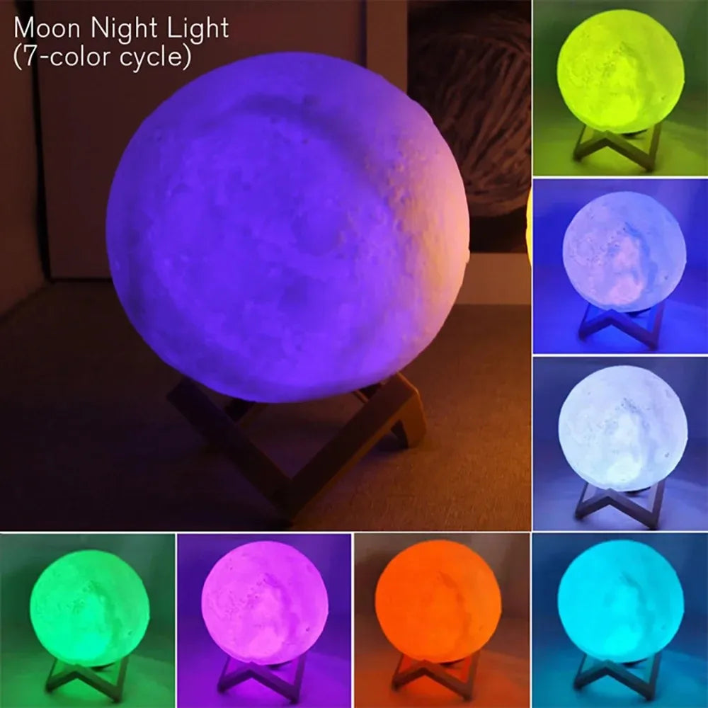 LED Moon Night Light with Stand