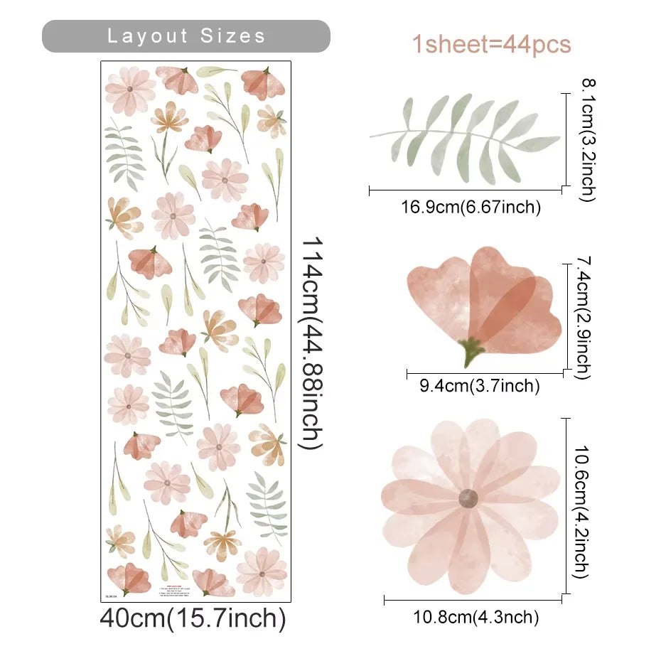 Boho Watercolour Flower Wall Decals