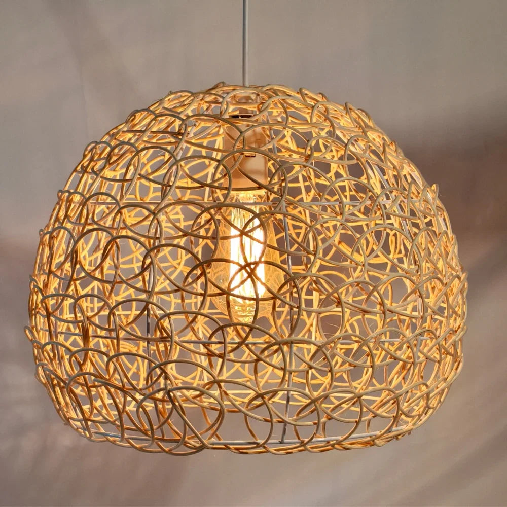 Hand-Knitted Bamboo Pendant Light (25cm)