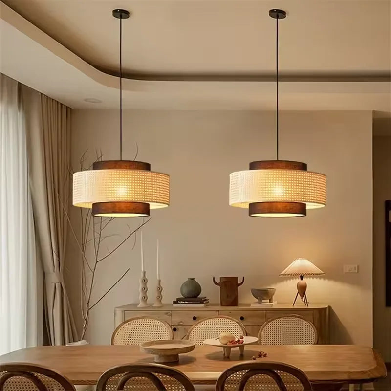 Vintage Handmade Rattan LED Pendant