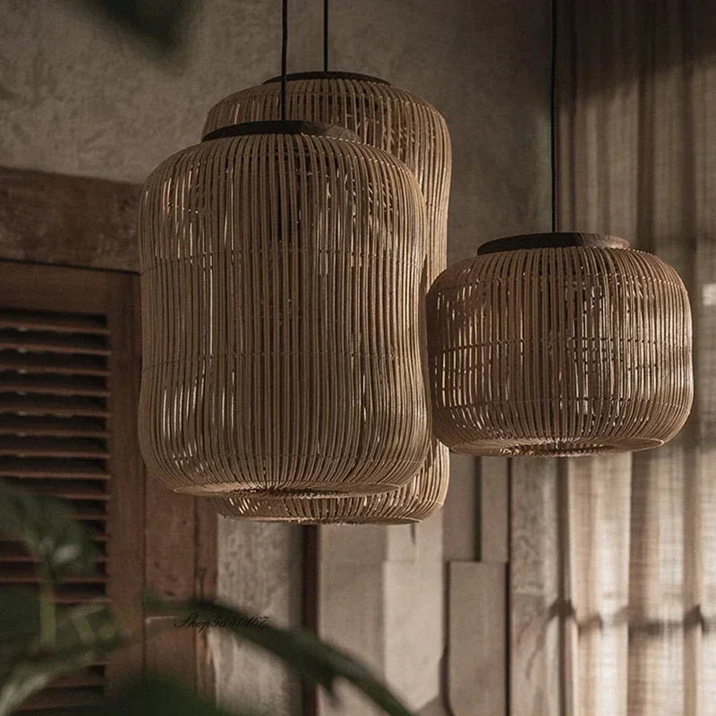 Modern Woven Rattan LED Chandelier