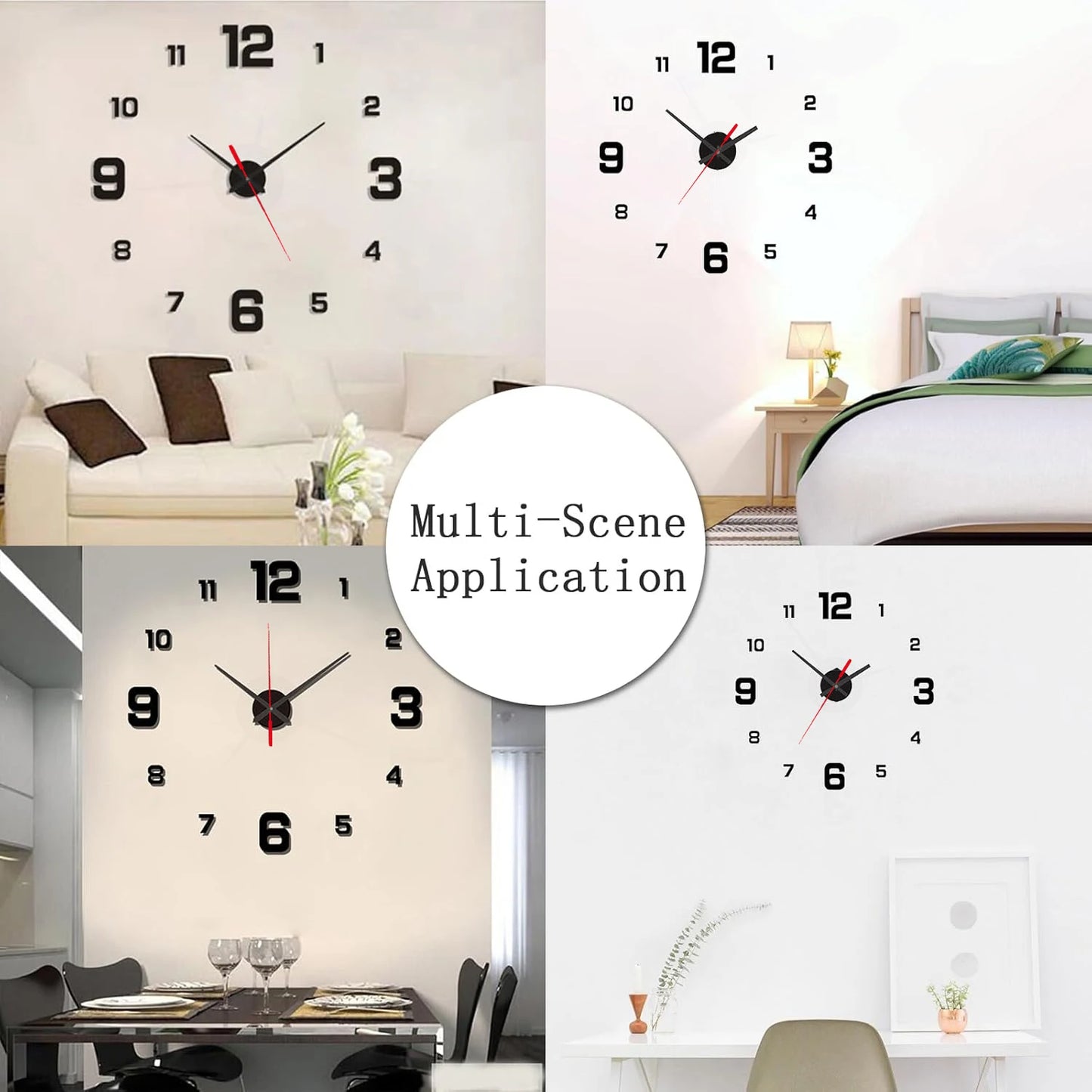 3D Frameless DIY Wall Clock Stickers