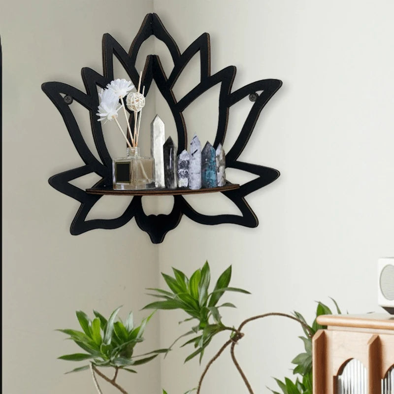 Wooden Lotus Aromatherapy Wall Shelf