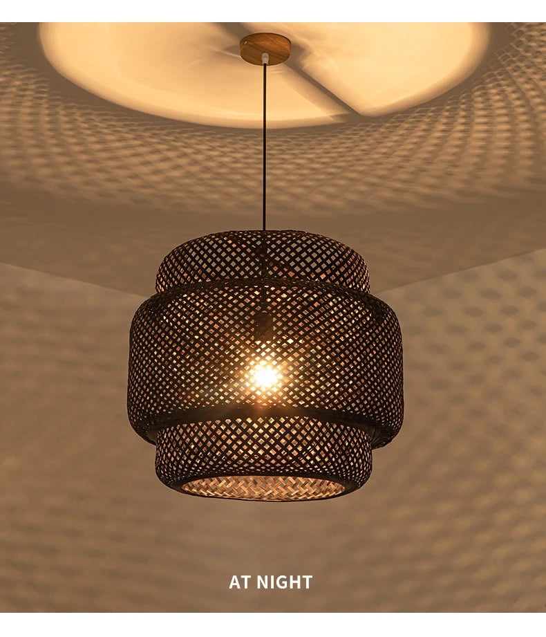 Hand-Woven Bamboo Lantern Pendant