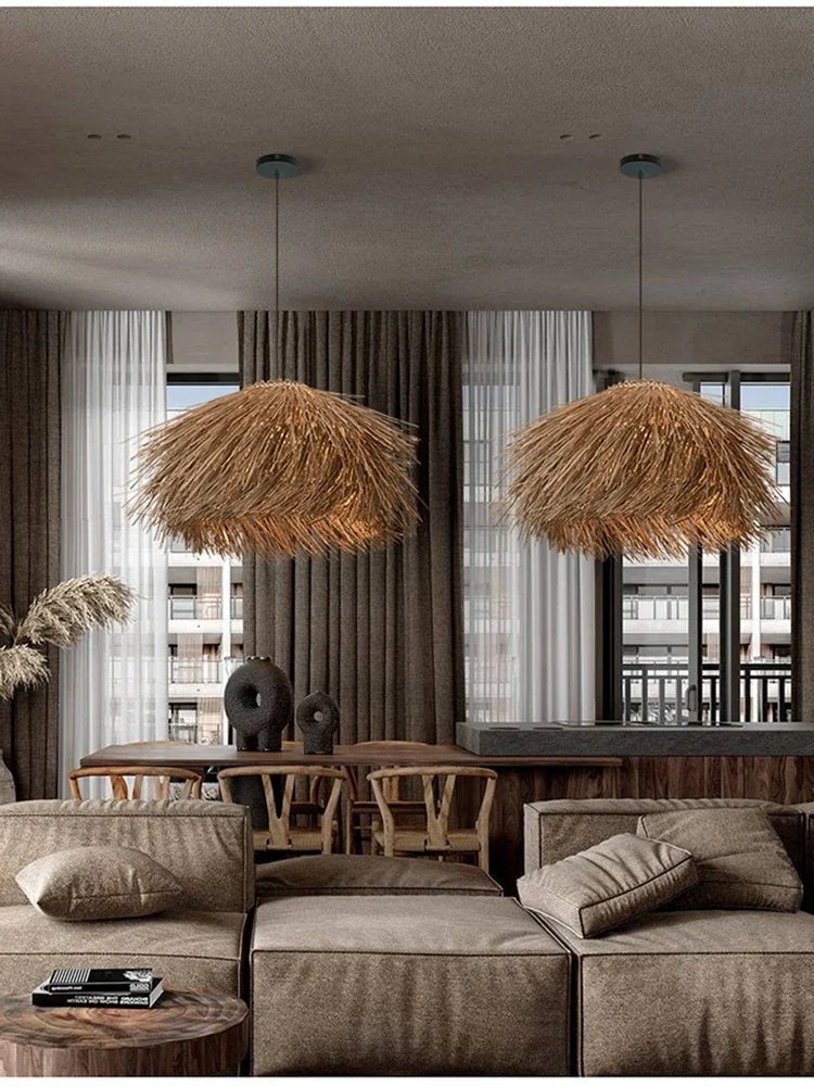 Hand-Woven Rattan Wabi-Sabi Chandelier