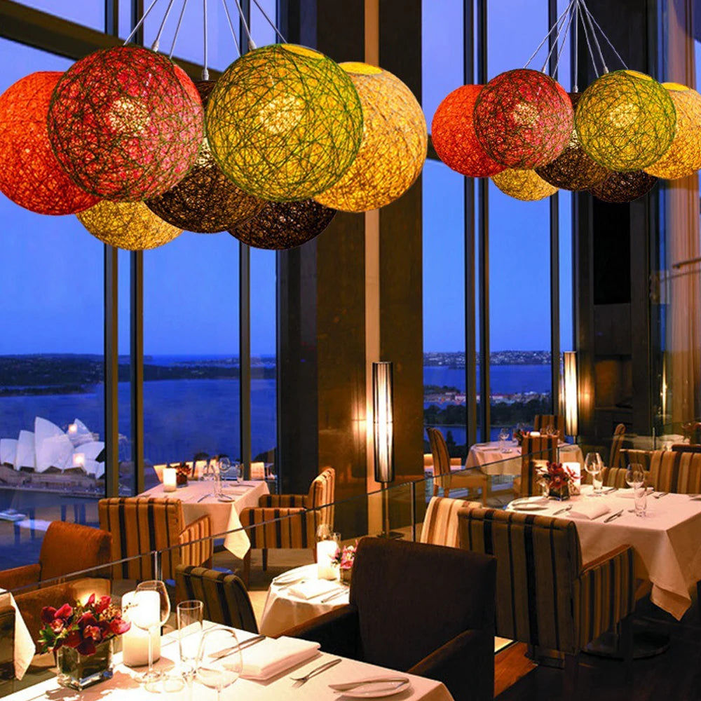Nordic Hand-Woven Rattan Pendant