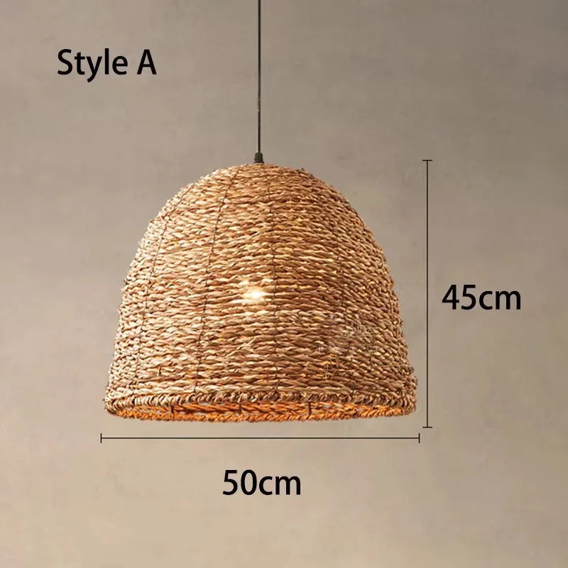 Retro Woven Rattan Wicker Chandelier