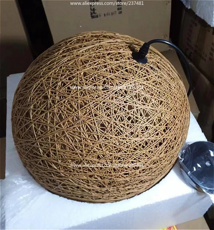 Nordic Rattan Ball Pendant Lamp