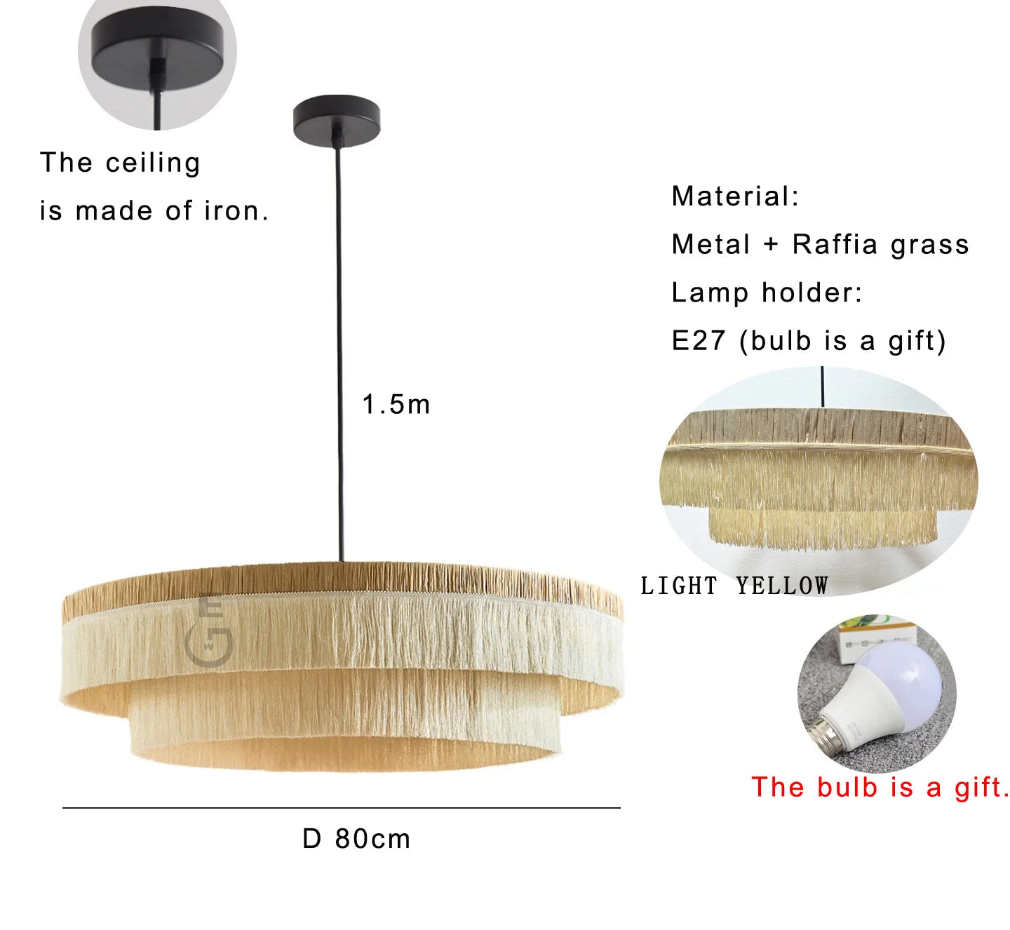 Raffia Rattan Tassel Chandelier