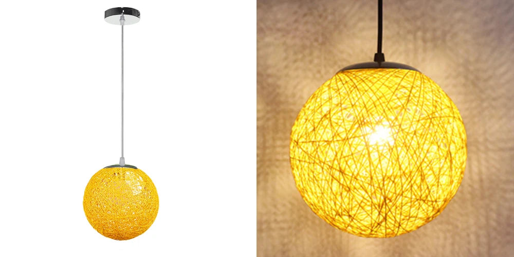 Nordic Hand-Woven Rattan Pendant