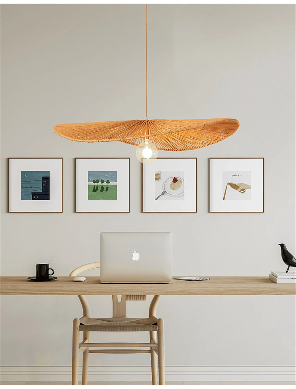 Boho Geometric Colourful Rattan Pendant