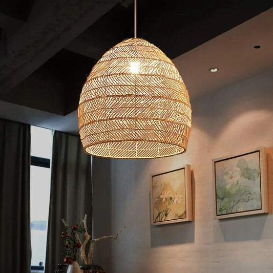 Woven Cane Rattan Pendant Light