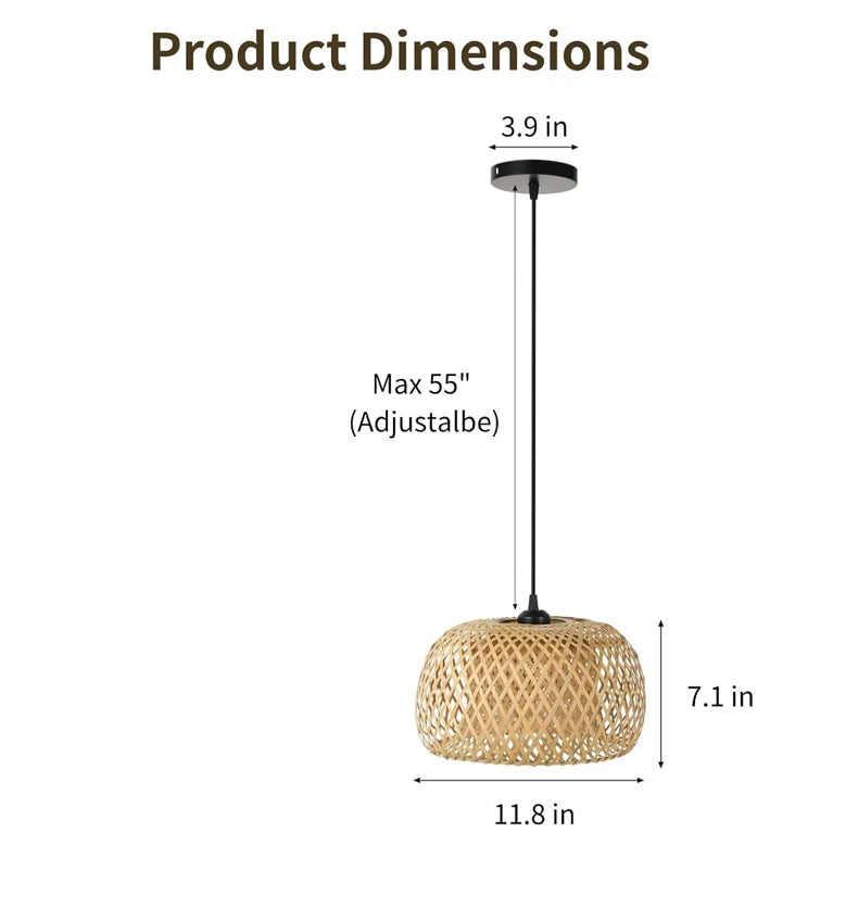 Bamboo Lantern Rattan Pendant Light