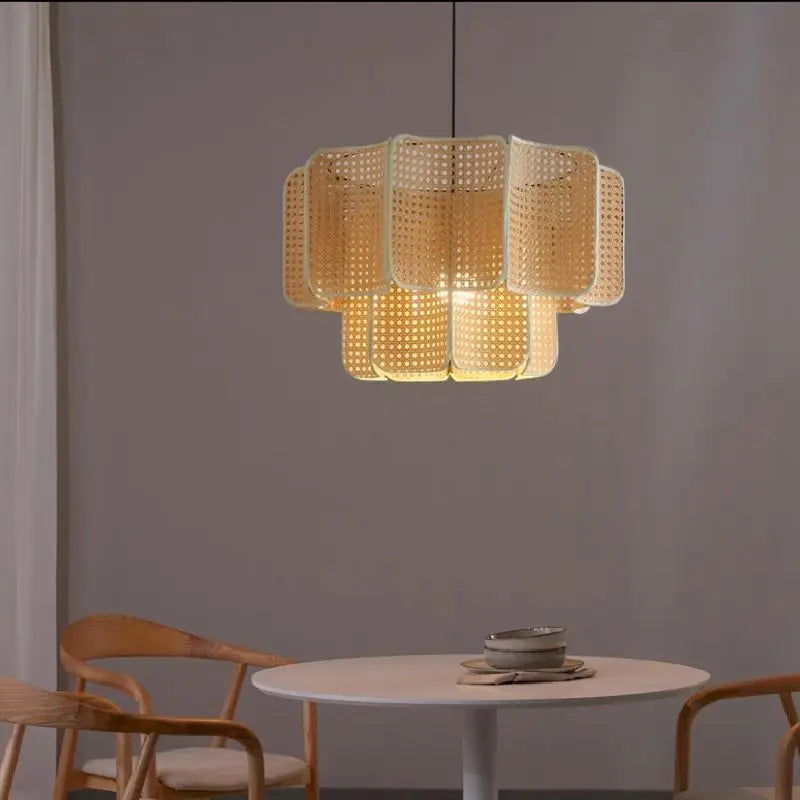Japanese Designer Rattan Chandelier