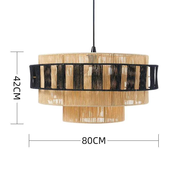 Boho Geometric Colourful Rattan Pendant