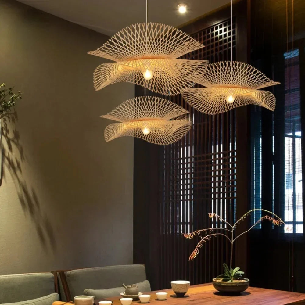 Japanese Bamboo Rattan Pendant Light