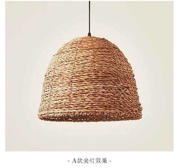 Retro Woven Rattan Wicker Chandelier