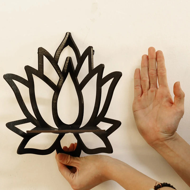 Wooden Lotus Aromatherapy Wall Shelf