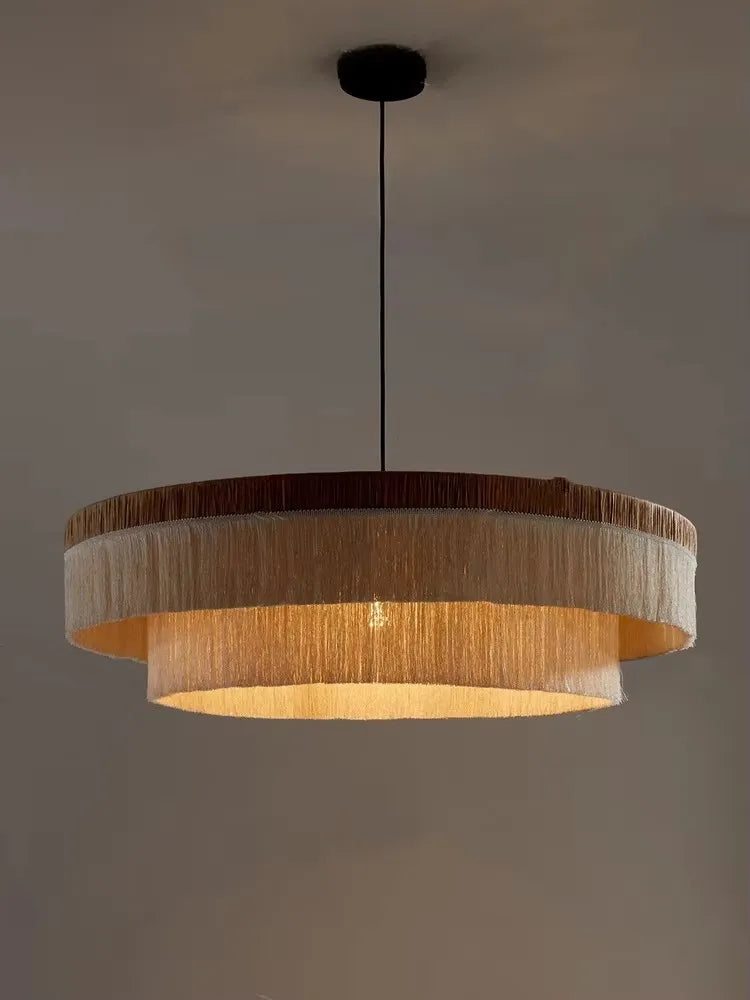 Raffia Rattan Tassel Chandelier