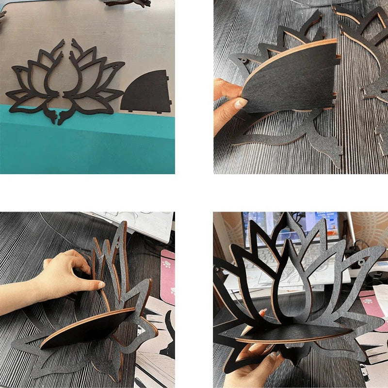 Wooden Lotus Aromatherapy Wall Shelf