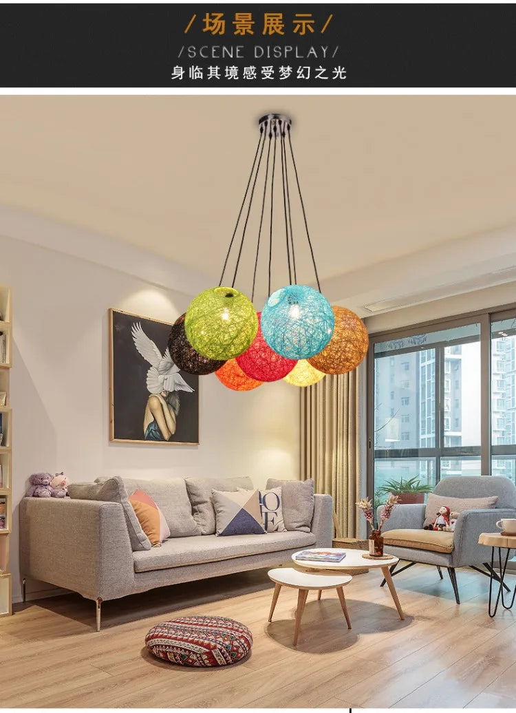 Nordic Rattan Ball Pendant Lamp