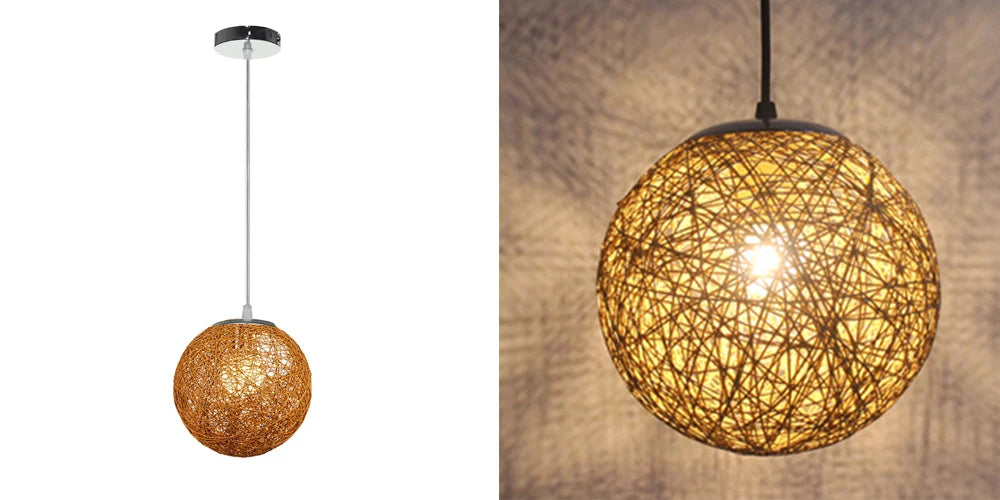Nordic Hand-Woven Rattan Pendant