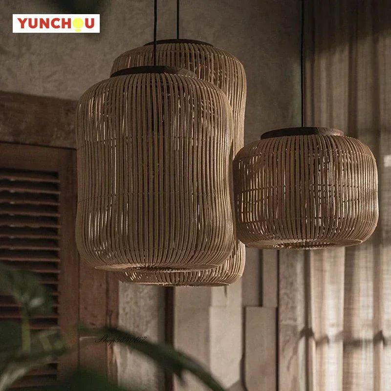 Japanese Wabi-Sabi Rattan Chandelier