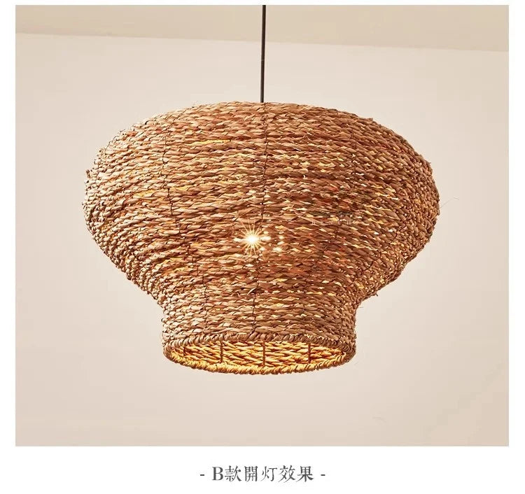 Retro Woven Rattan Wicker Chandelier
