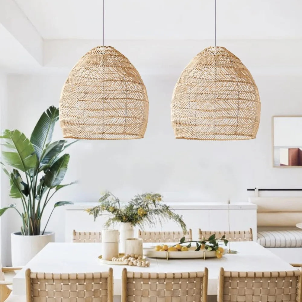Woven Cane Rattan Pendant Light