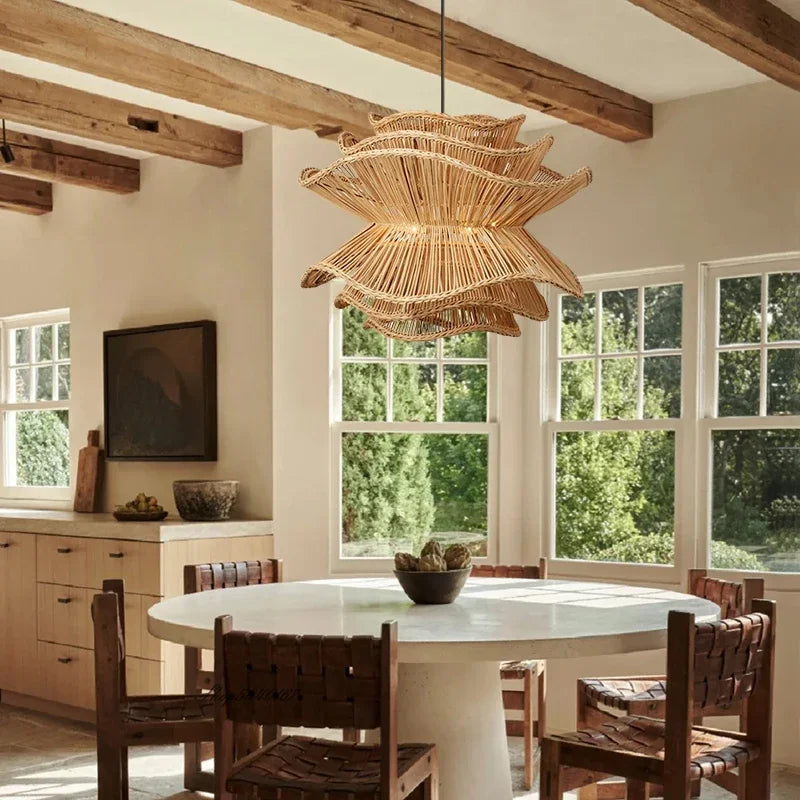 Nordic Multi-Tier Rattan Chandelier