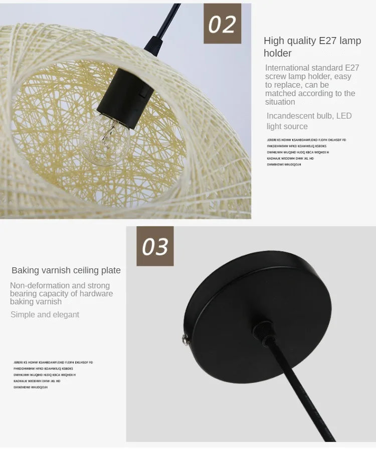 Nordic Rattan Ball Pendant Lamp