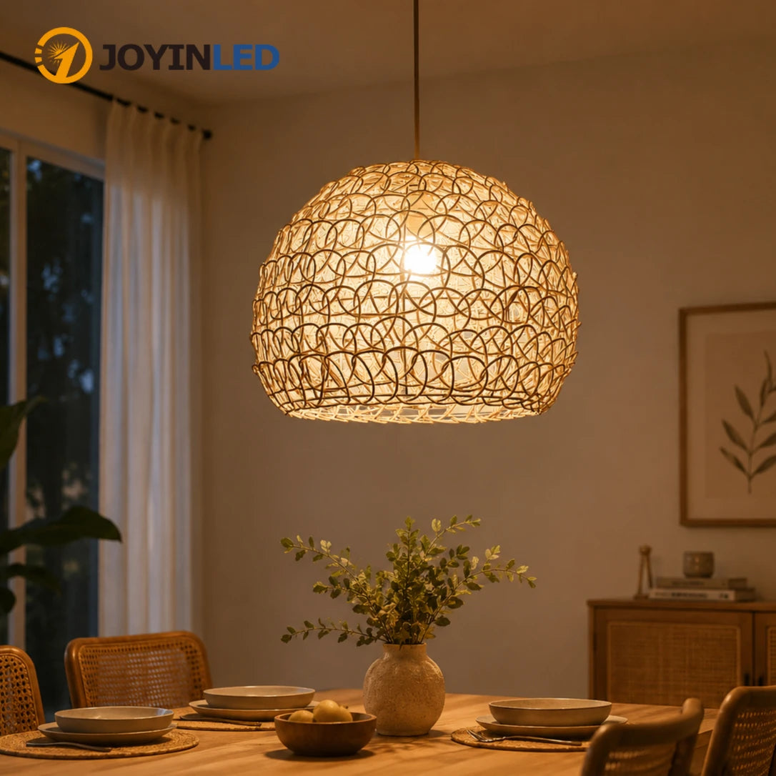 Hand-Knitted Bamboo Pendant Light (25cm)