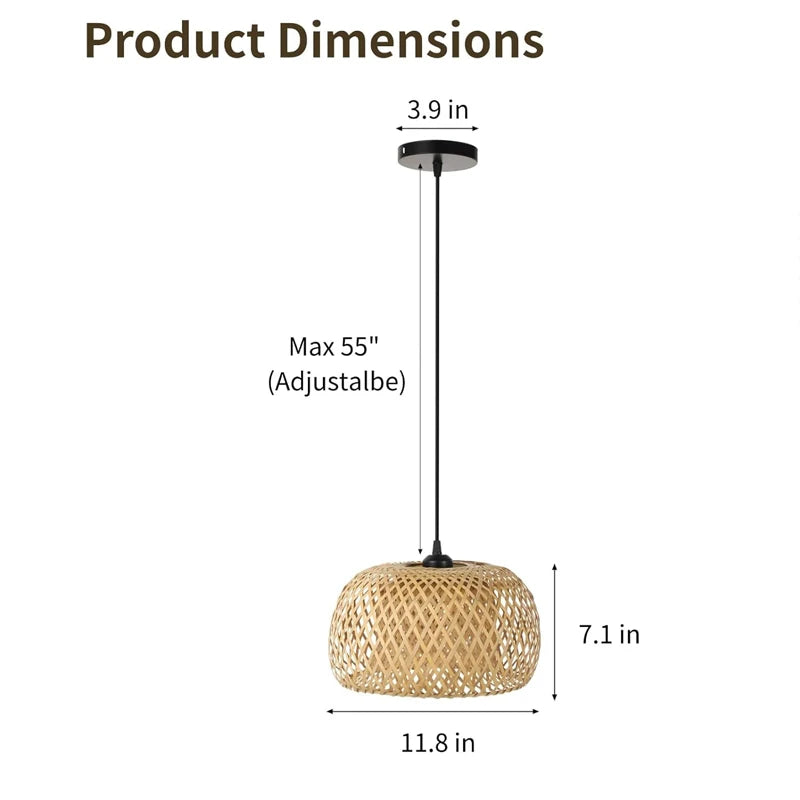 Bamboo Lantern Rattan Pendant Light