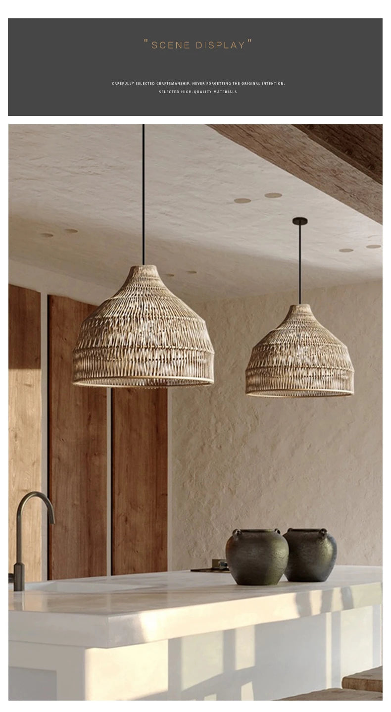 Southeast Asian Wicker Pendant Light