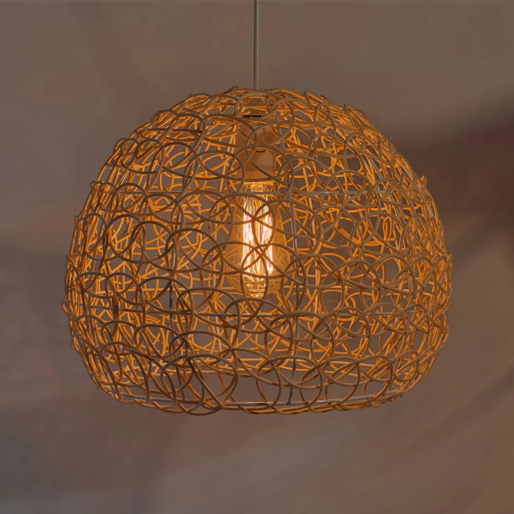 Hand-Knitted Bamboo Pendant Light (25cm)