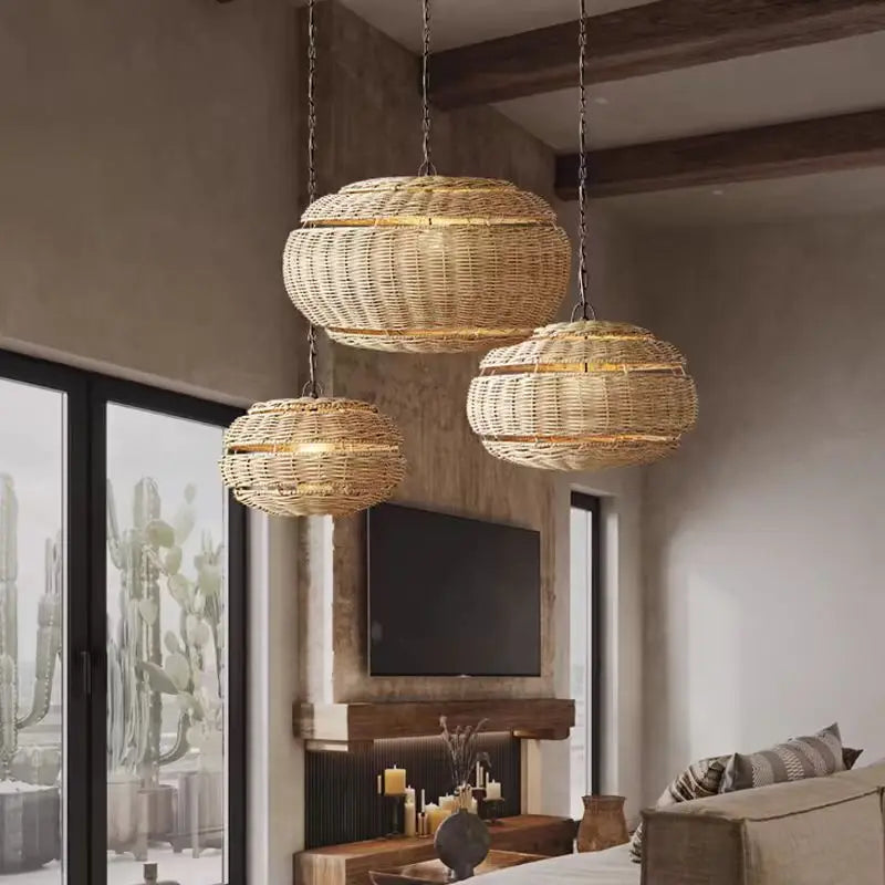 Southeast Asian Rattan Lantern Pendant